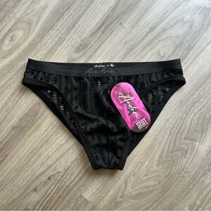 Capsule Mesh Lace Brief in Black (Medium)